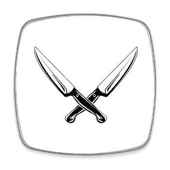 messer 2 - Viereckiger Kühlschrankmagnet - Weiß - Vorne