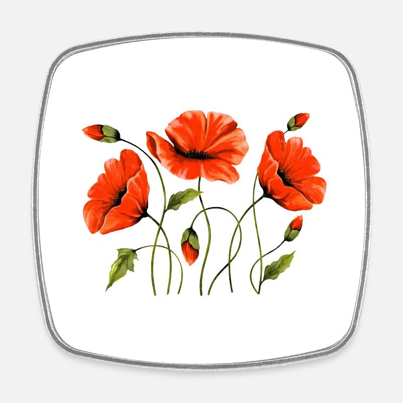 Flowers - Square fridge magnet - white