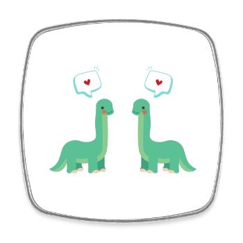 Dino couple: Dinosaur couple in love - Square fridge magnet - white - Front