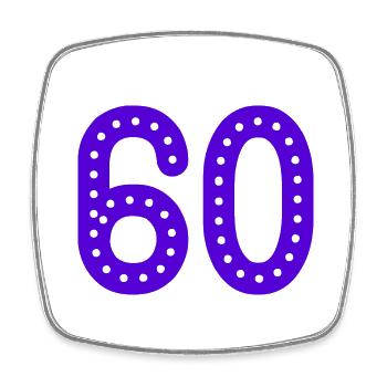 60. 60 ANS. 60e ANNIVERSAIRE. ANNIVERSAIRE 60 ANS. - Magnet carré - blanc - Devant