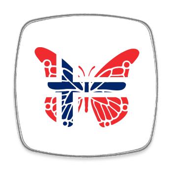 Butterfly with Norway flag - Square fridge magnet - white - Front