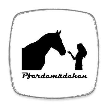 Pferdemädchen schwarz Silhouette Schriftzug - Viereckiger Kühlschrankmagnet - Weiß - Vorne