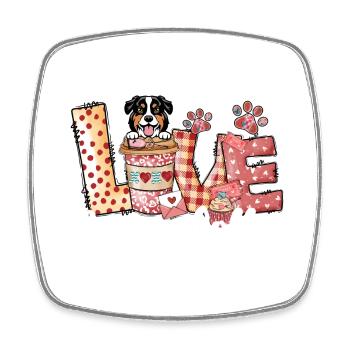 Australian Shephard Dog Coffee Lover Valentines Da - Square fridge magnet - white - Front