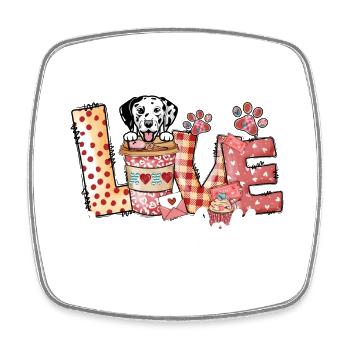 Dalmation Dog Coffee Lover Valentines Day - Square fridge magnet - white - Front