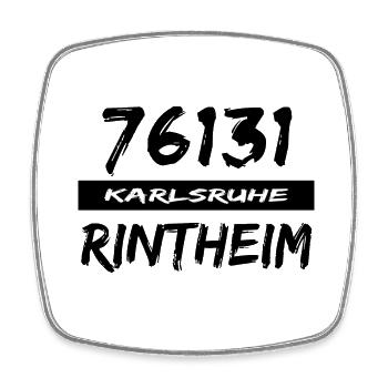 76131 Karlsruhe Rintheim - Viereckiger Kühlschrankmagnet - Weiß - Vorne
