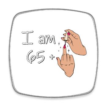 Ich bin 65 + 1 Mittelfinger Hemd Ich bin 65 plus, - Viereckiger Kühlschrankmagnet - Weiß - Vorne