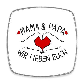 Mama und Papa wir lieben Dich - Viereckiger Kühlschrankmagnet - Weiß - Vorne
