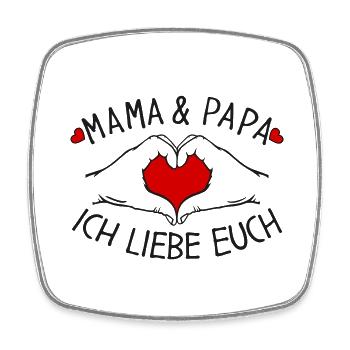 Mama und Papa ich liebe Euch - Viereckiger Kühlschrankmagnet - Weiß - Vorne
