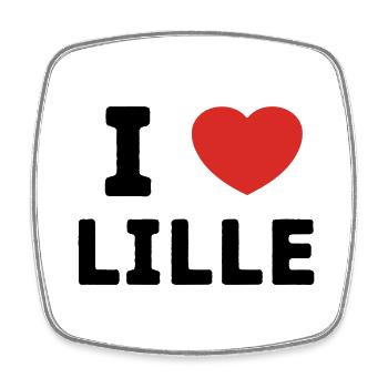 I Love with Heart Lille - Square fridge magnet - white - Front