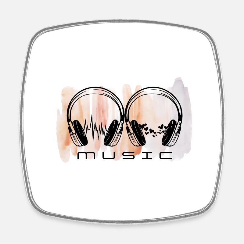 Fréquences de l'amour. Couple de casques audio. - Magnet carré - blanc
