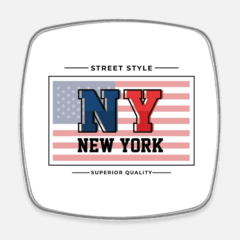 New York - Square fridge magnet - white