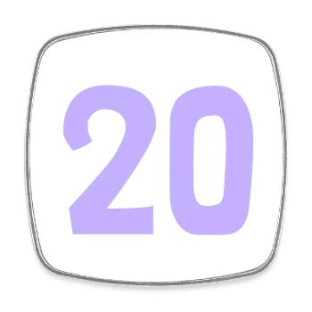 20. 20 ANS. 20e ANNIVERSAIRE. ANNIVERSAIRE 20 ANS. - Magnet carré - blanc - Devant