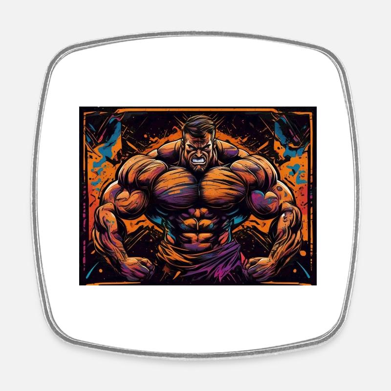 STRONG MAN - Square fridge magnet - white