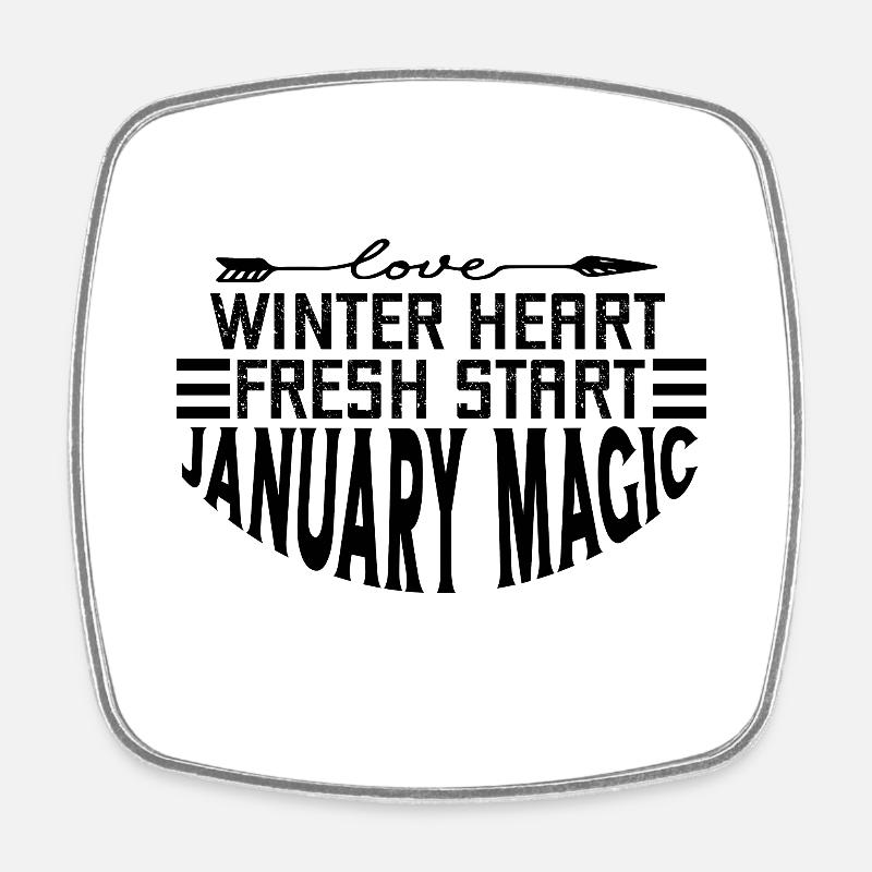 Winter Heart Fresh Start January Magic - Square fridge magnet - white