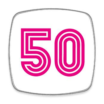 50. 50 JAHRE. 50-JÄHRIGES JUBILÄUM. 50-JÄHRIGES JUBILÄUM. - Viereckiger Kühlschrankmagnet - Weiß - Vorne