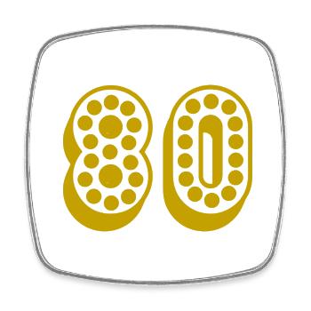 80. 80 YEARS. 80th ANNIVERSARY. 80TH BIRTHDAY. - Square fridge magnet - white - Front