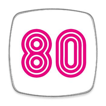 80. 80 YEARS. 80th ANNIVERSARY. 80TH BIRTHDAY. - Square fridge magnet - white - Front