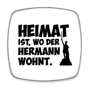 Heimat ist, wo der Hermann wohnt. - Viereckiger Kühlschrankmagnet - Weiß - Vorne