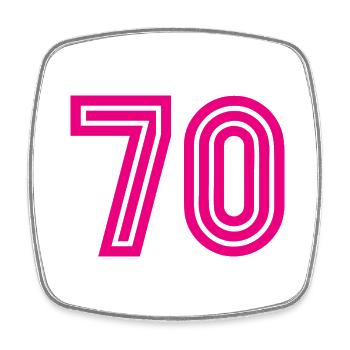 70. 70 ANS. 70e ANNIVERSAIRE. ANNIVERSAIRE 70 ANS. - Magnet carré - blanc - Devant