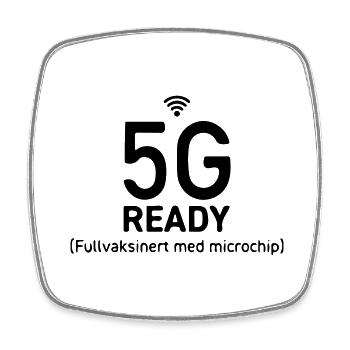 5G-ready, vollständig geimpft mit Mikrochip - Viereckiger Kühlschrankmagnet - Weiß - Vorne