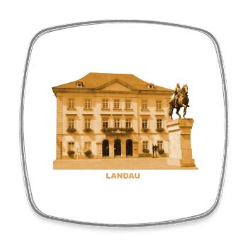 Landau, Palatinat, Mairie, Neckar, Rhénanie-Palatinat - Magnet carré - blanc - Devant