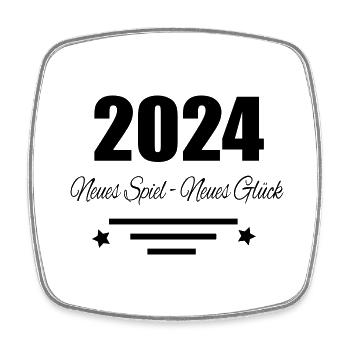 2024 Neues Spiel neues Glück - Viereckiger Kühlschrankmagnet - Weiß - Vorne