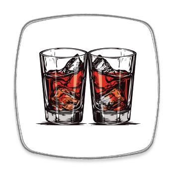 Tequila Glas - Viereckiger Kühlschrankmagnet - Weiß - Vorne