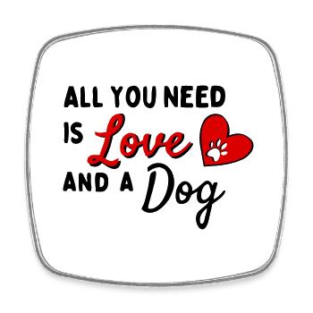 All You Need Is Love AND a Dog - Herz mit Pfote - Square fridge magnet - white - Front