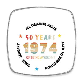 Awesome Since January 1974 Vintage 50 ans Birthday - Magnet carré - blanc - Devant