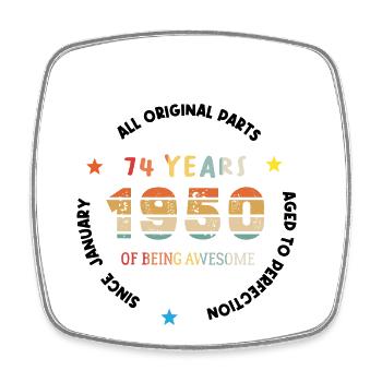 Awesome Since January 1950 Vintage 74 Year Old Birthday - Square fridge magnet - white - Front