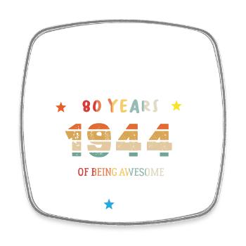 Awesome seit Januar 1944 Jahrgang 80 Jahre Geburtstag - Viereckiger Kühlschrankmagnet - Weiß - Vorne