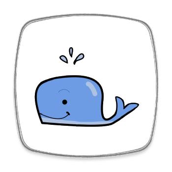 Baleine bleue mignonne - Magnet carré - blanc - Devant