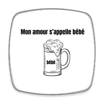 Mon amour c'est la bière - Magnet carré - blanc - Devant