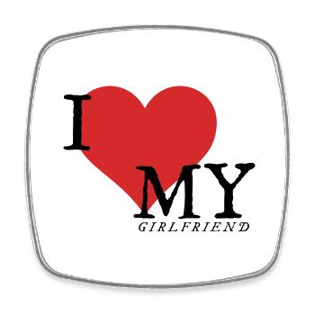 I love my girlfriend - Square fridge magnet - white - Front