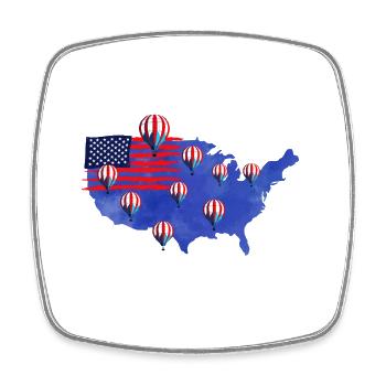 America Hot Air Balloon Flag - Square fridge magnet - white - Front