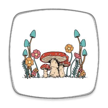 Autumn Flowers Mushrooms Nature Flora Botany - Square fridge magnet - white - Front