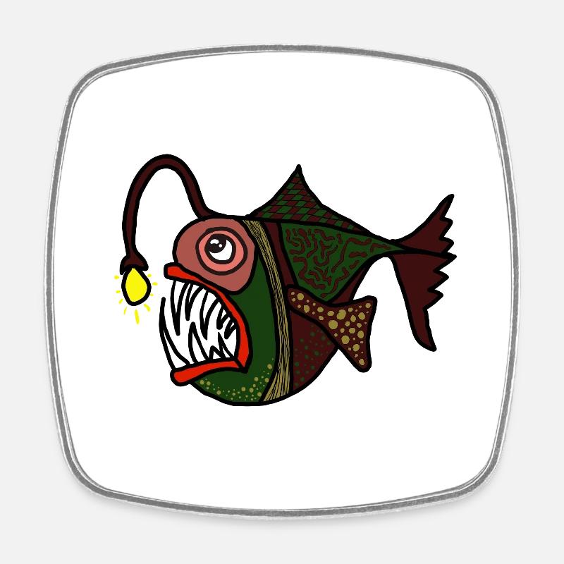 Anglerfisch - Viereckiger Kühlschrankmagnet - Weiß