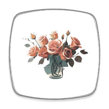 Rosen in Vase rot pink ästhetisch - Viereckiger Kühlschrankmagnet - Weiß - Vorne