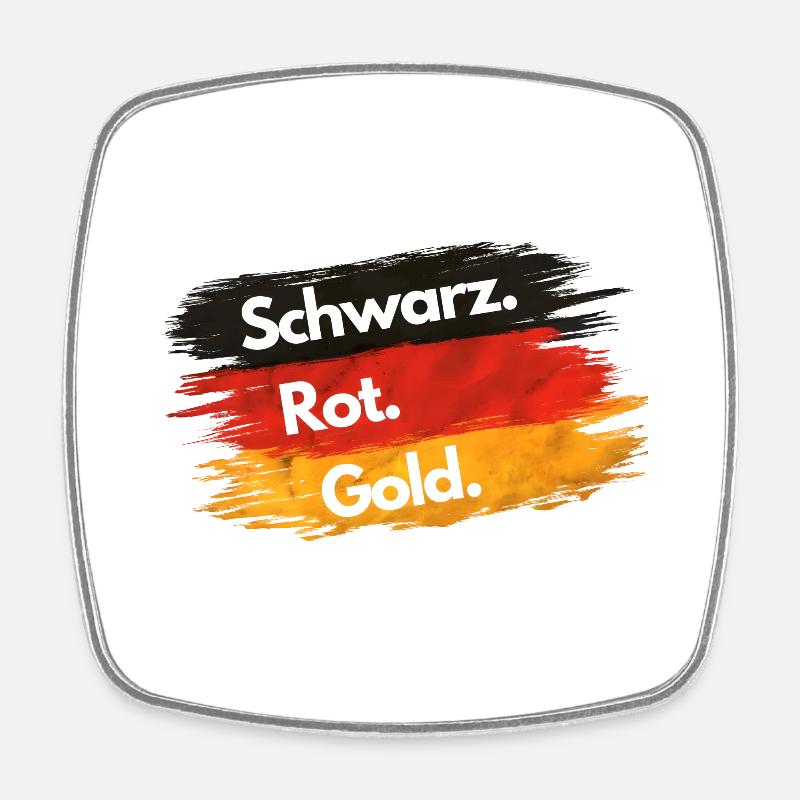 Black - Red - Gold - Germany - Square fridge magnet - white
