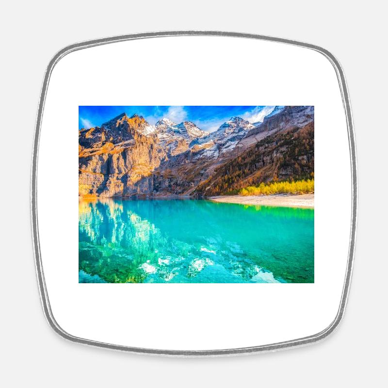 LAC DES ALPES - Magnet carré - blanc