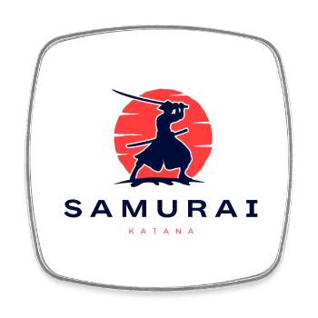 Samouraï - Magnet carré - blanc - Devant