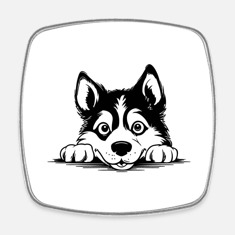 Siberian Husky - Square fridge magnet - white