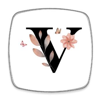 Buchstabe v Wildblumen Aquarelle - Viereckiger Kühlschrankmagnet - Weiß - Vorne