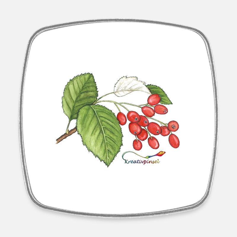 Mûre (Sorbus aria) - Magnet carré - blanc
