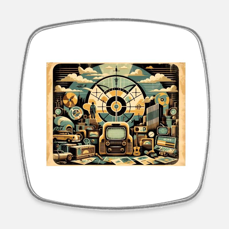 Retro Fallout - Square fridge magnet - white