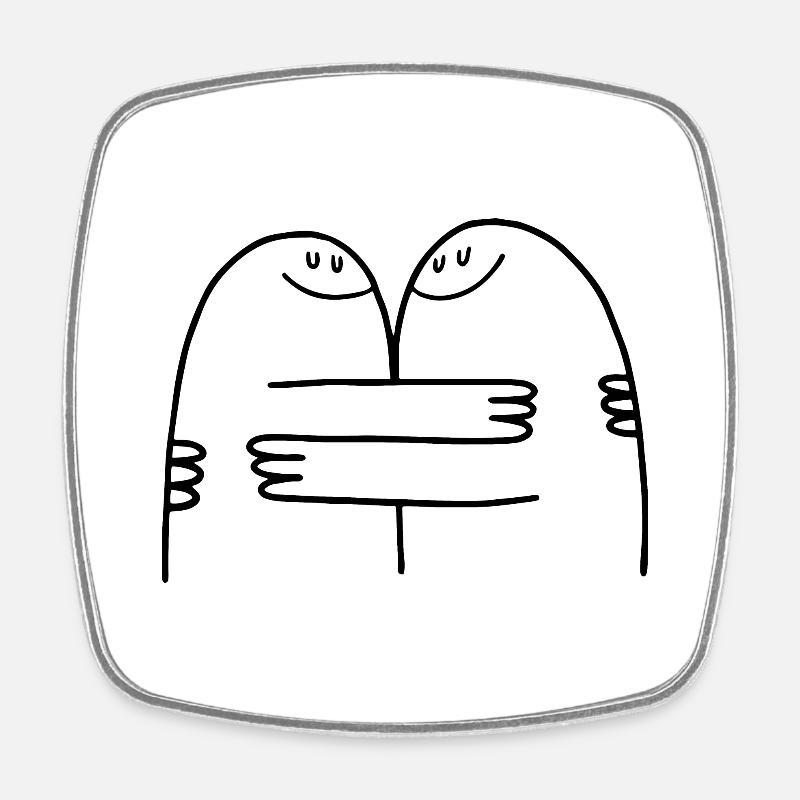 Hugging best friends! - Square fridge magnet - white