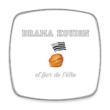 Fier d être un drama kouign Light Grey - Magnet carré - blanc - Devant