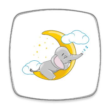 Cute baby elephant sleeping on the moon - Square fridge magnet - white - Front