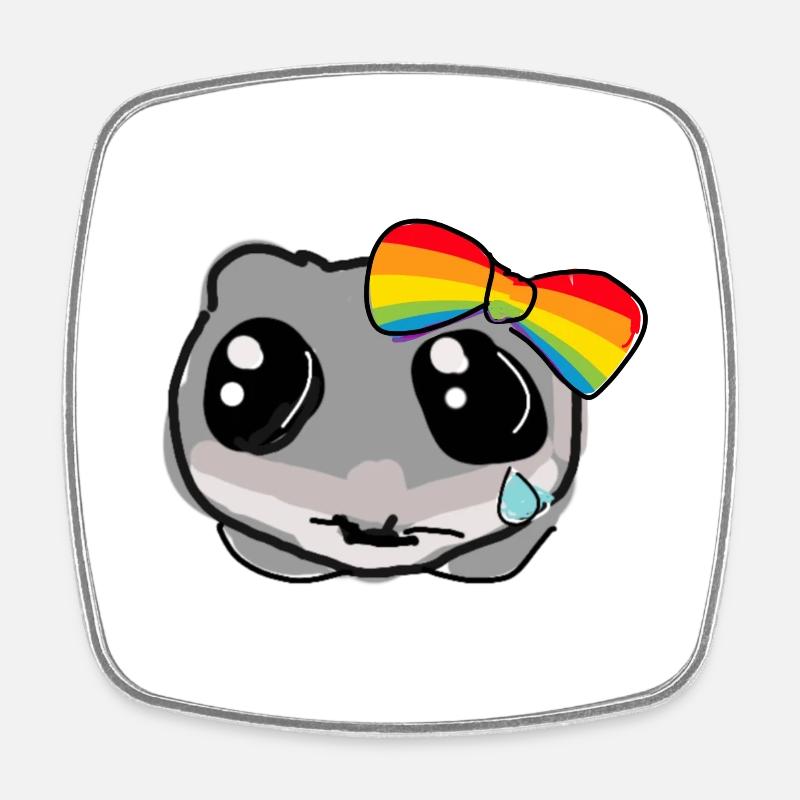 LGTB,illustration,rainbow,sad hamster - Square fridge magnet - white