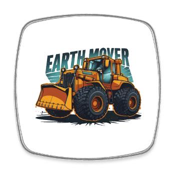 BULLDOZER, ERDBEWEGUNGSMASCHINE - Viereckiger Kühlschrankmagnet - Weiß - Vorne